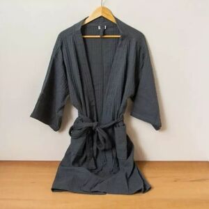 BATHEN Waffle Bath Robe Charcoal Gray Cotton